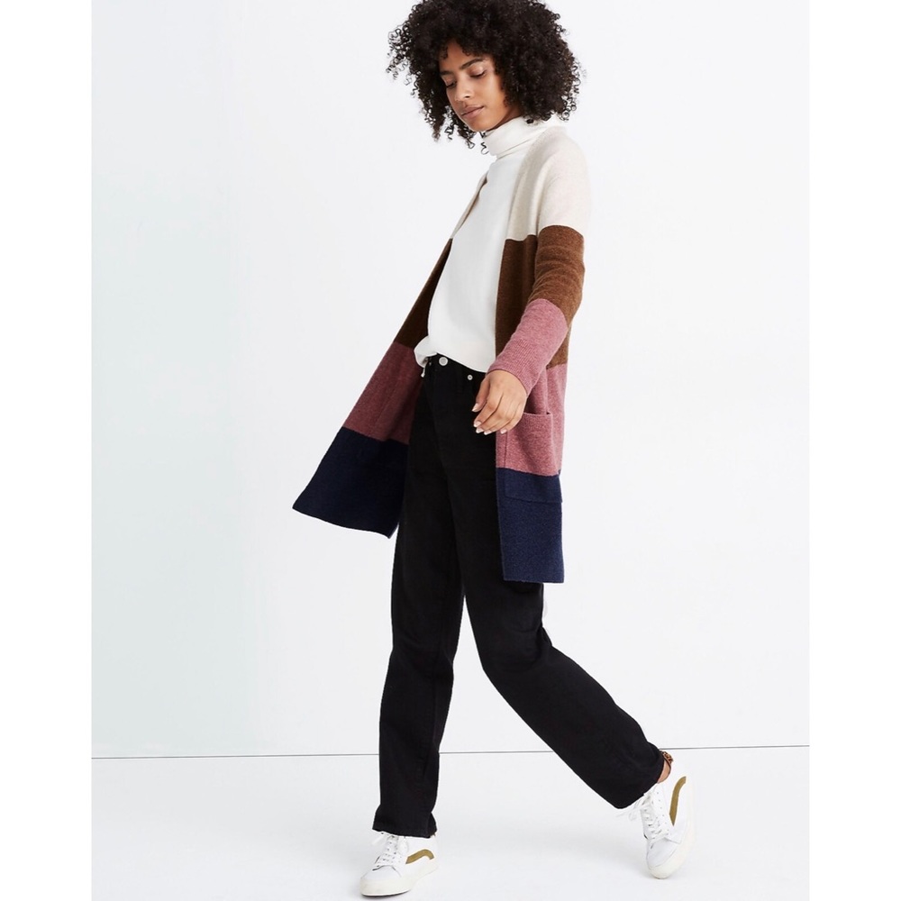 Madewell Kent Striped Cardigan Sweater in Coziest Yarn